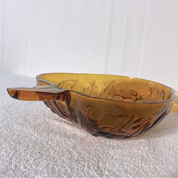 Vintage Indiana Glass Amber Glass Textured Grape Bowl Fruit Bowl - Picture 7 of 11